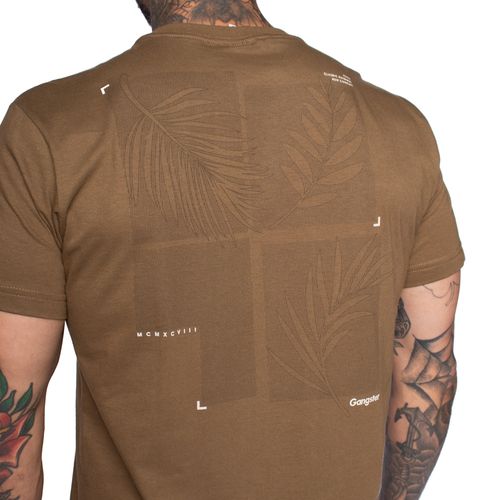 Camiseta Masculina Gangster com Estampa nas Costas Musgo