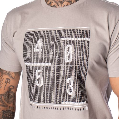 Camiseta Masculina Gangster Manga Curta Estampa com Relevo Cinza