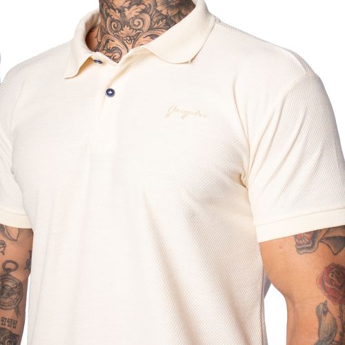 Camisa Polo Masculina Gangster com Textura Creme