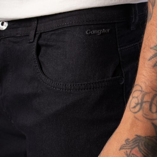 Bermuda Jeans Masculina Gangster Reta Preto