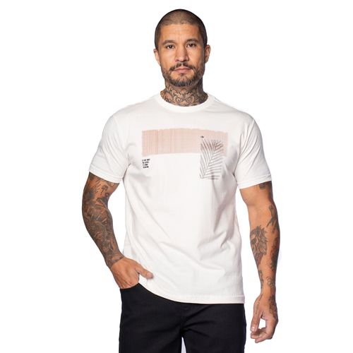 Camiseta Masculina Dixie Manga Curta Folha Off White
