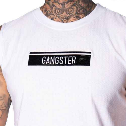 Regata Masculina Gangster com Estampa em Vinil Branco
