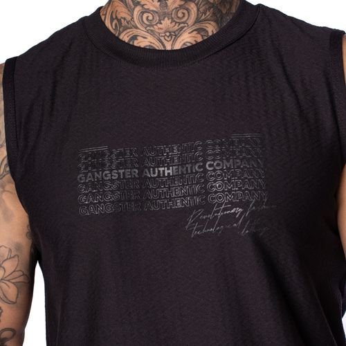 Regata Masculina Gangster com Textura e Estampa em Relevo Preto