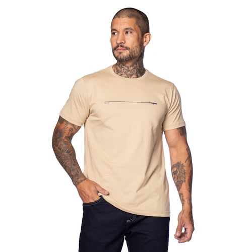 Camiseta Masculina Gangster com Estampa nas Costas Bege