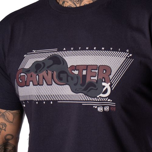 Camiseta Masculina Gangster Manga Curta Com Estampa Marinho