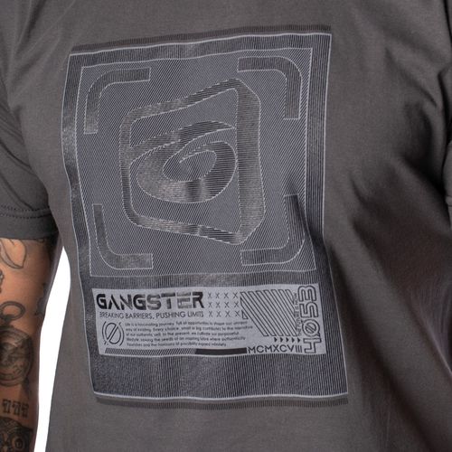 Camiseta Masculina Gangster Manga Curta Cinza Escuro