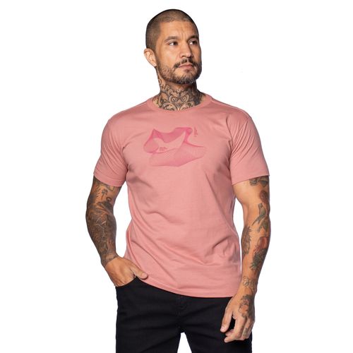 Camiseta Masculina Dixie Manga Curta Estampa com Relevo Rosa