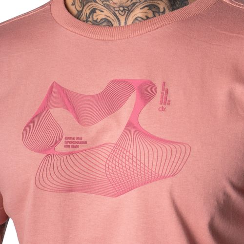 Camiseta Masculina Dixie Manga Curta Estampa com Relevo Rosa