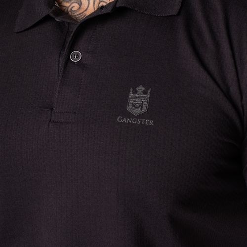Camisa Polo Masculina Gangster Básica Preto