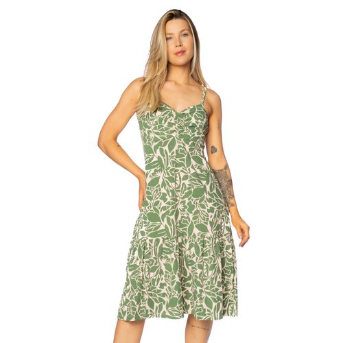Vestido Midi Feminino Rechsul Estampado Verde