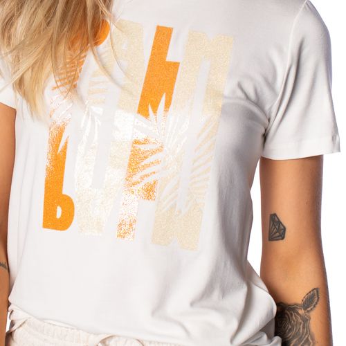 Camiseta Feminina Rovitex Manga Curta Palm Off White