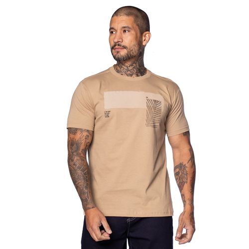 Camiseta Masculina Dixie Manga Curta Folha Caqui