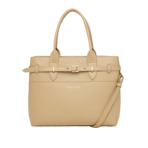 Bolsa Feminina Rafitthy Tote Média com Fivela e Logo Bege