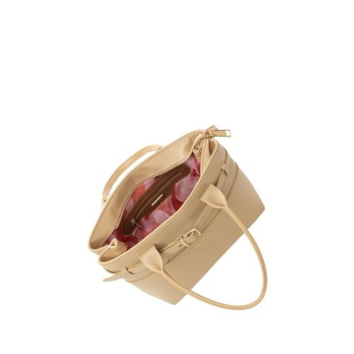 Bolsa Feminina Rafitthy Tote Média com Fivela e Logo Bege