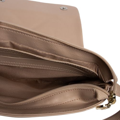 Bolsa Feminina Modare Transversal em Detalhes Geométricos Bege
