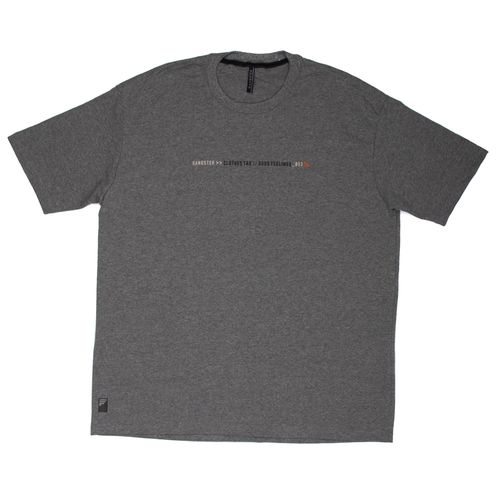 Camiseta Masculina Gangster Plus Size Manga Curta e Textura Good Feelings Cinza Escuro