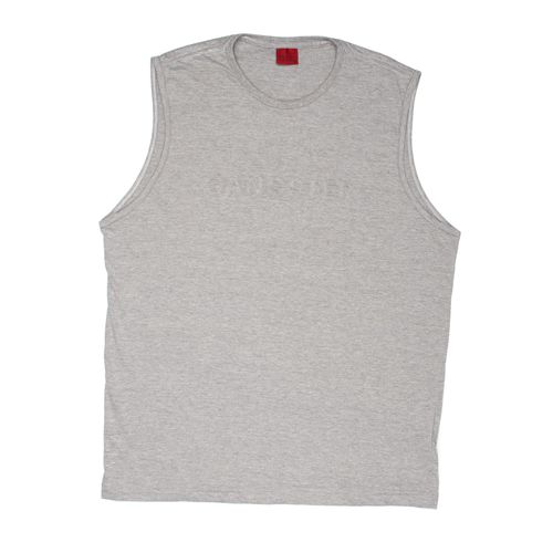 Regata Masculina Gangster Plus Size com Estampa e Textura Cinza