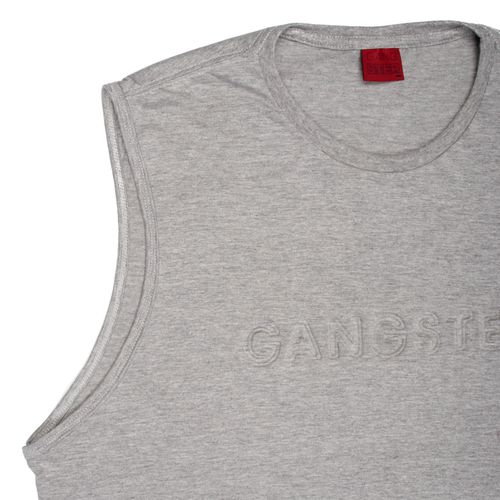 Regata Masculina Gangster Plus Size com Estampa e Textura Cinza