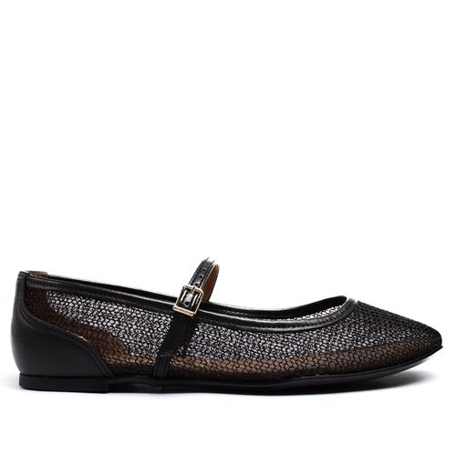 Sapatilha Feminina Vizzano Glam em Tela de Metal Preto