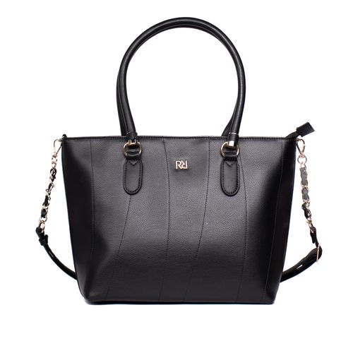 Bolsa Feminina Rafitthy Tiracolo Grande com Correntes e Costuras Preto
