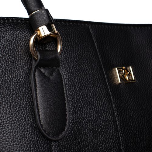 Bolsa Feminina Rafitthy Tiracolo Grande com Correntes e Costuras Preto