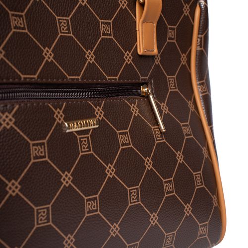 Bolsa Feminina Rafitthy Tote Média Monograma com Adereço Marrom/Caramelo
