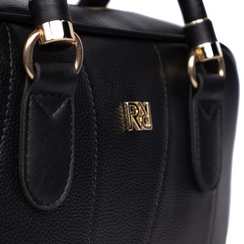 Bolsa Feminina Rafitthy Transversal Pequena com Costuras e Correntes Preto