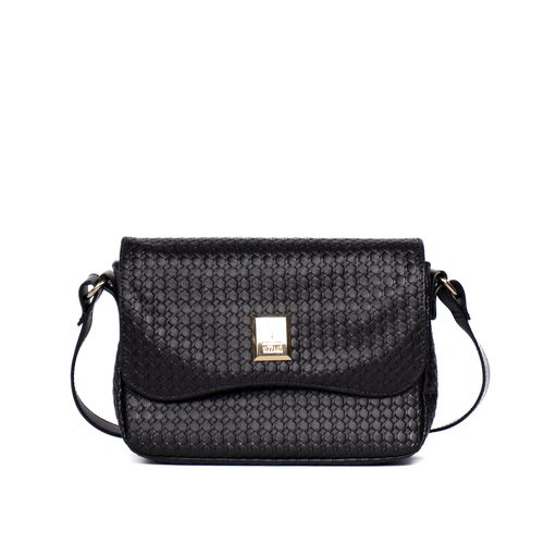Bolsa Feminina Vizzano Transversal Pequena em Napa Tressê Dubai Soft Preto
