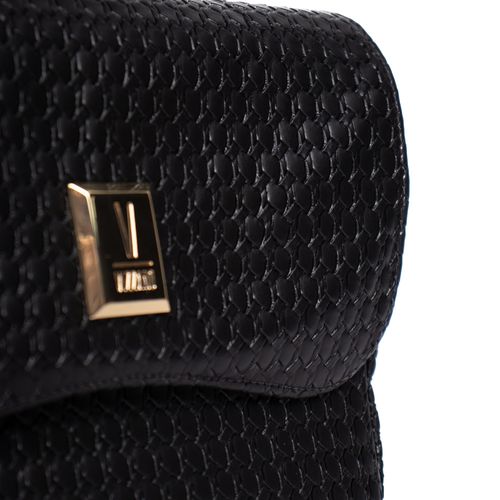 Bolsa Feminina Vizzano Transversal Pequena em Napa Tressê Dubai Soft Preto