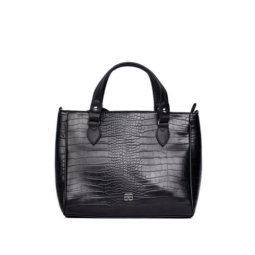 Bolsa Feminina Be Forever Tote Média Croco Preta