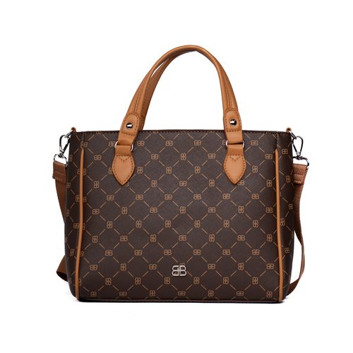 Bolsa Feminina Be Forever Tote Média com Monograma Marrom/Caramelo