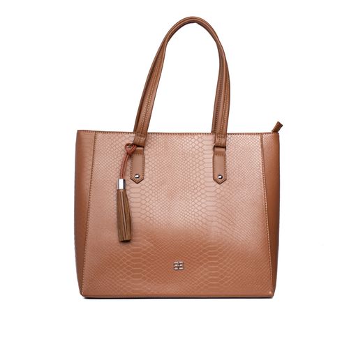 Bolsa Feminina Be Forever Tiracolo Grande Croco e Adereço em Tiras Café
