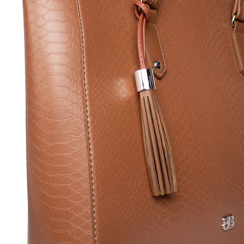 Bolsa Feminina Be Forever Tiracolo Grande Croco e Adereço em Tiras Café
