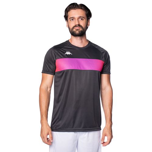 Camiseta Masculina Kappa Future Listra Preto/Rosa