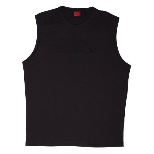 Regata Masculina Gangster Plus Size com Estampa e Textura Preta