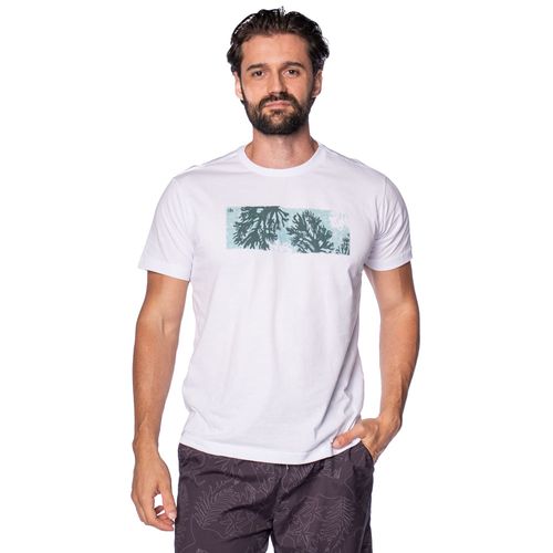 Camiseta Masculina Dixie Manga Curta com Estampa Floral Branca