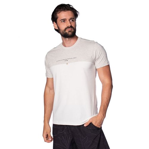 Camiseta Masculina Gangster Manga Curta e Textura Cinza