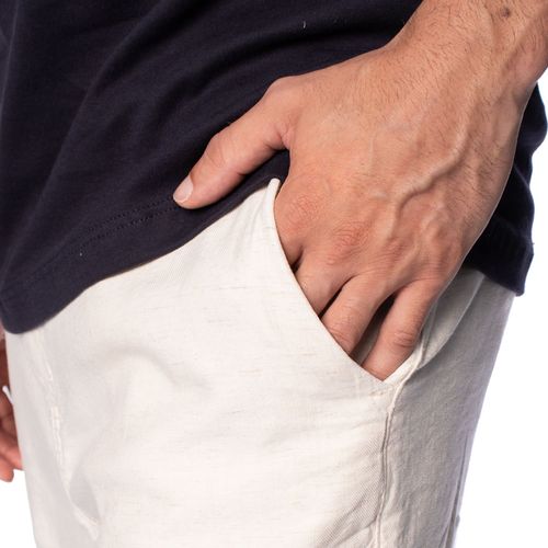 Bermuda Masculina Pitt Linho e Alfaiataria Bege Claro