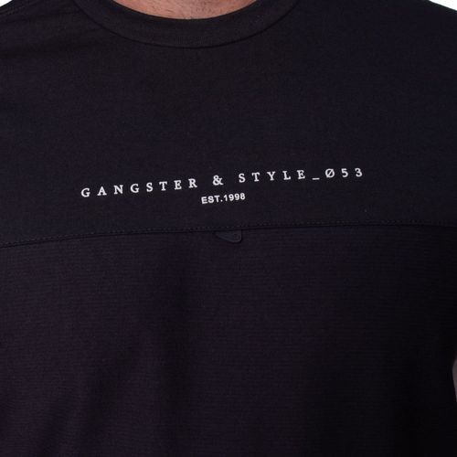 Camiseta Masculina Gangster Manga Curta e Textura Marinho