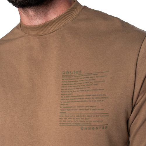 Camiseta Masculina Gangster Manga Alongada com Estampa no Peito Musgo
