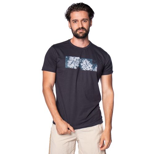 Camiseta Masculina Dixie Manga Curta com Estampa Floral Marinho