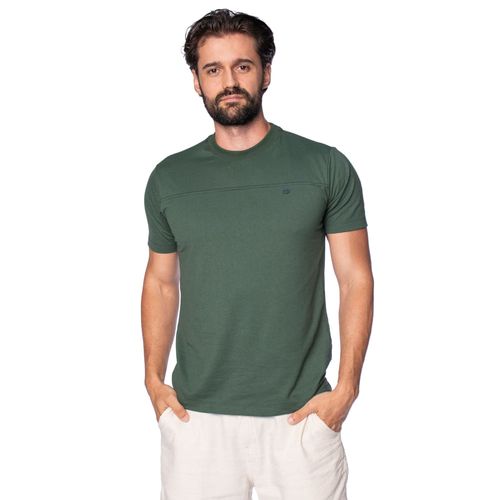 Camiseta Masculina Dixie Manga Curta com Textura Verde Escuro