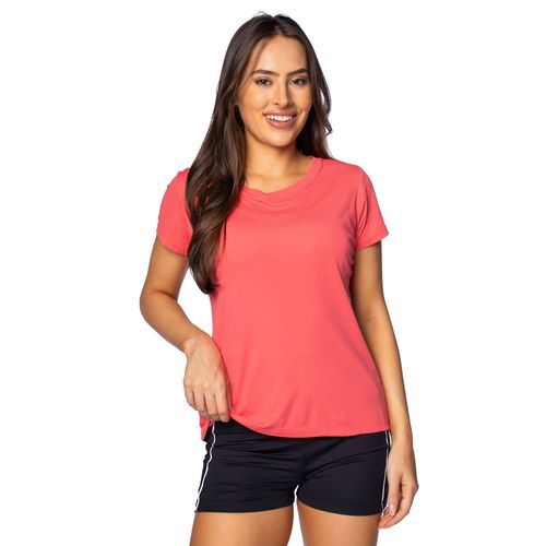 Blusa Feminina Estilo do Corpo Poliamida Bicolor Coral/preto