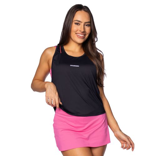 Regata Cropped Feminina Estilo do Corpo Dry Tech Preto