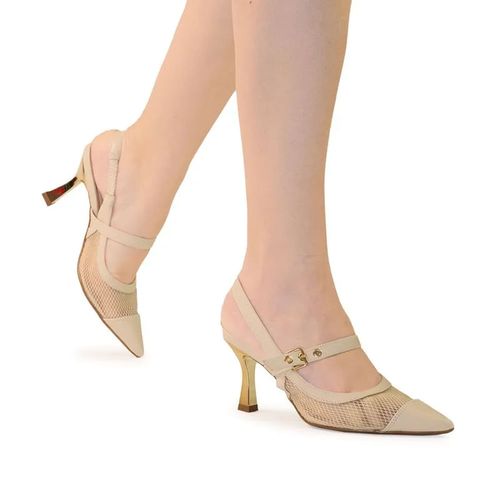Scarpin Feminino Bebecê Slingback com Bico Fino Creme