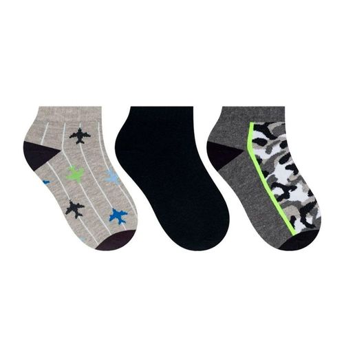 Kit c/ 3 Meias Infantil Selene Menino Cinza/preto
