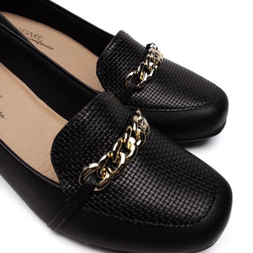 Sapato Feminino Modare em Napa Salto Baixo Tressê e Textura Preto