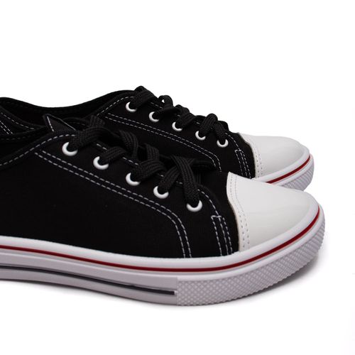 Tênis Feminino Moleca Sider em Lona Preto/Branco