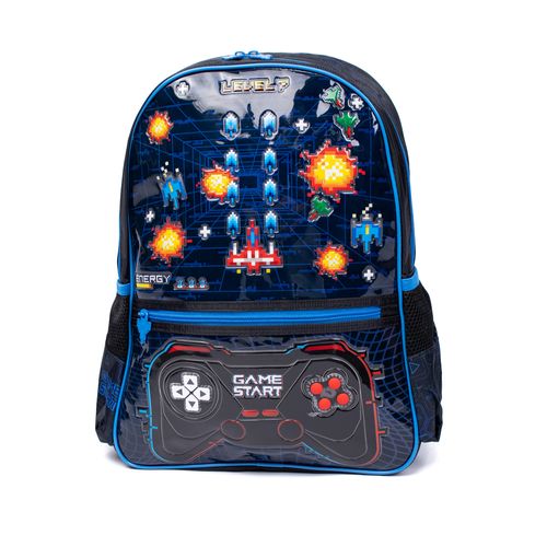 Mochila Infantil Clio Style Interativa com Luzes Game Start Preto/Azul