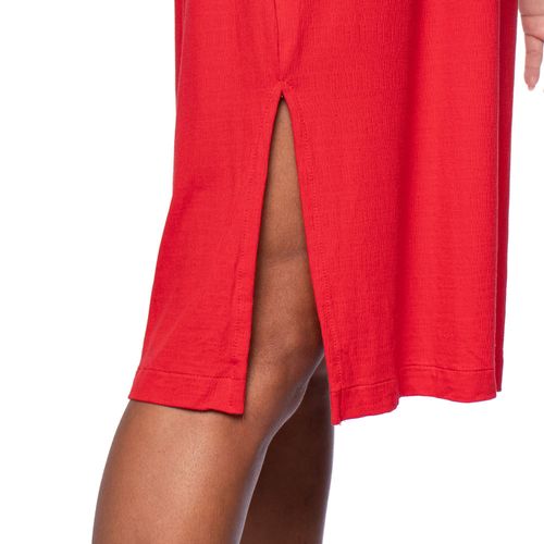 Vestido Feminino Olho Fatal Liso com Fenda Vermelho